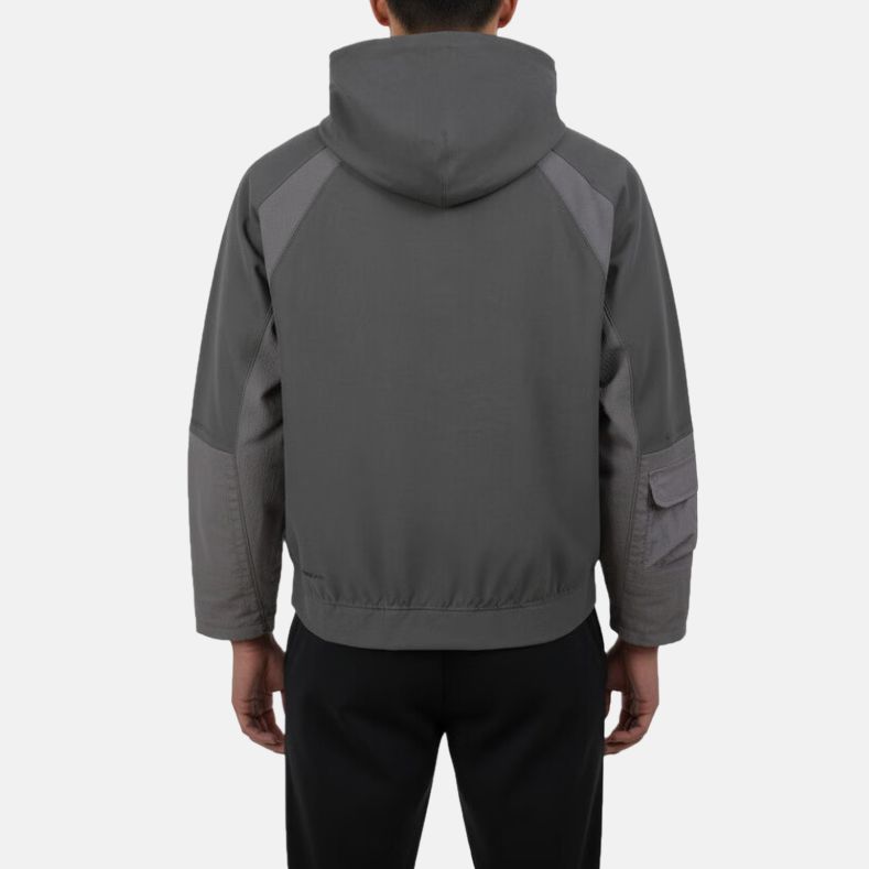 Nike Мужская толстовка Dri Fit темно-серого цвета с капюшоном, средней толщины — фото 3