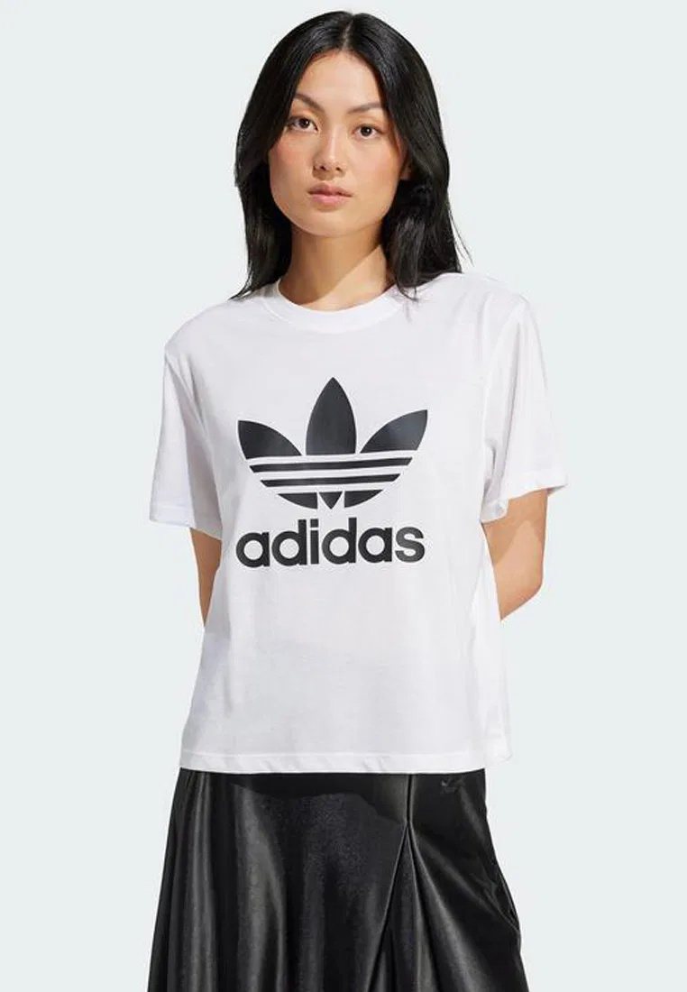 Футболка, свободный крой, Adicolor Trefoil Boxy, Adidas, белый