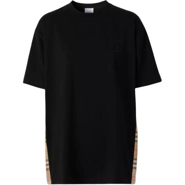 

Женская футболка с боковой клетчатой полосой Black/Archive Beige Burberry, упаковка Black+Shopping Bag (включая сумку для покупок)