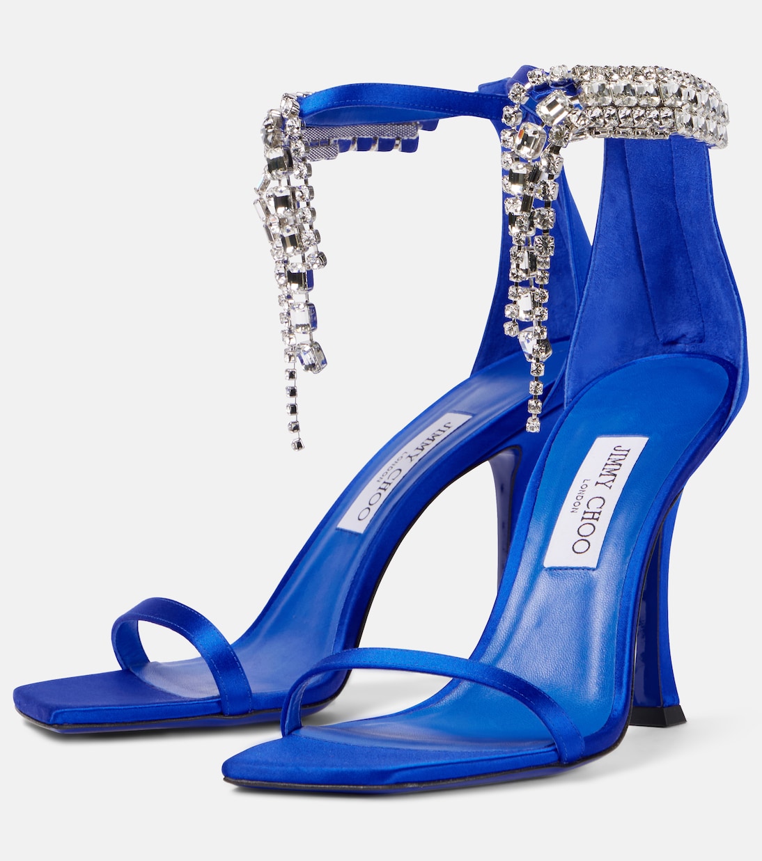 Босоножки Verity 100 из декорированного атласа Jimmy Choo, Royal Blue — фото 4