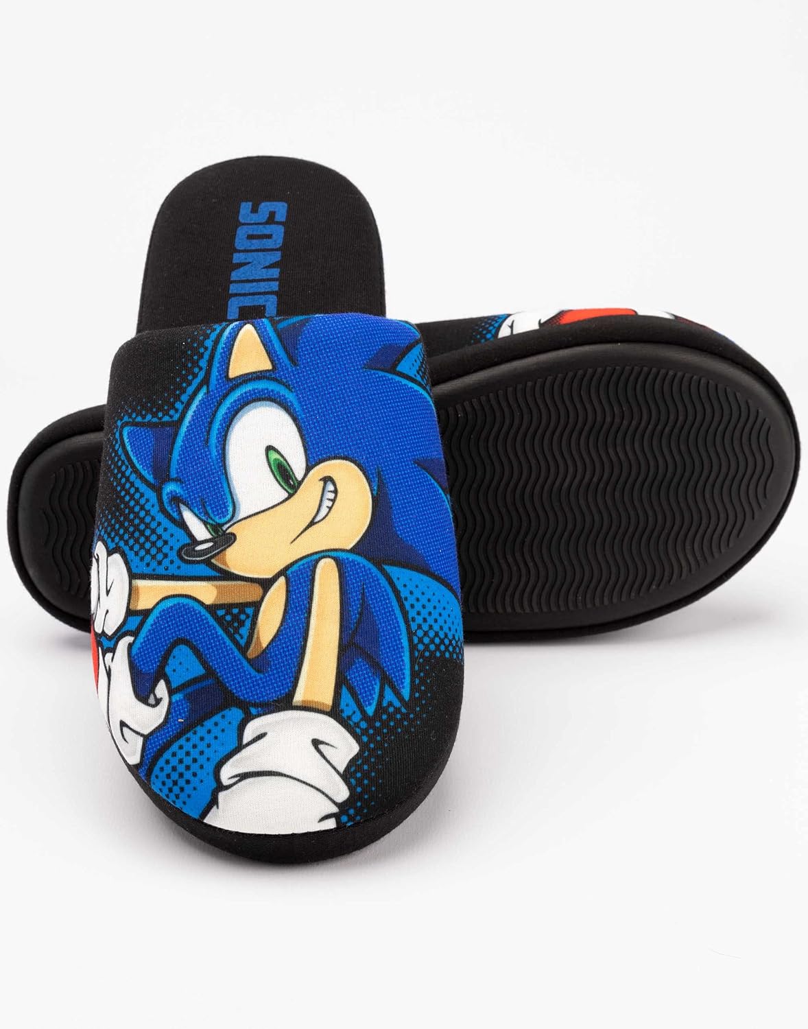 Тапочки Sonic The Hedgehog для мужчин, слипоны, обувь-лоферы, черный — фото 4