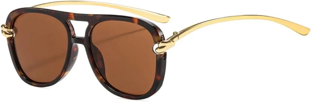 

Винтажные женские солнцезащитные очки с двойной перемычкой, модные градиентные солнцезащитные очки UV400, трендовые мужские солнцезащитные очки TVTBBVV, Leopard Tea