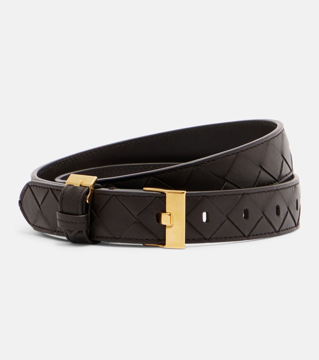 

Ремень из кожи Intrecciato Bottega Veneta, Fondant-M Brass