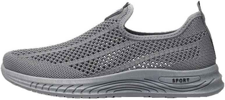 

Мужские слипоны для ходьбы и бега, легкие дышащие кроссовки из сетки, модные кроссовки для тенниса и зала, повседневная спортивная обувь для мужчин Generic, серый