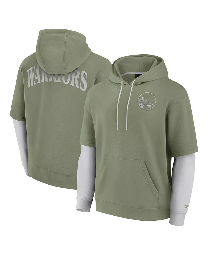 

Мужская оливковая толстовка Golden State Warriors Elements Sleek с капюшоном Fanatics