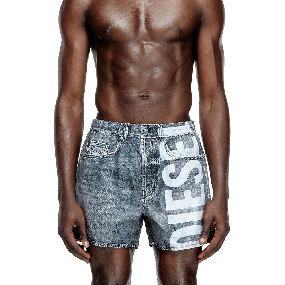 Logo print Swim Shorts DIESEL, светло-серый — фото 3