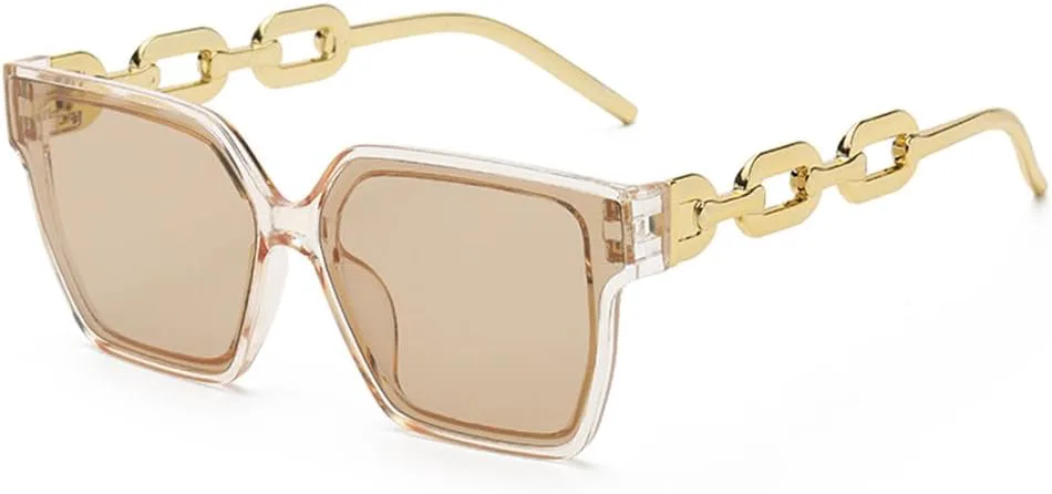 

Солнцезащитные очки в стиле ретро 2026 года, большая оправа, мужские, с цепочкой на дужке, модные аксессуары, женские солнцезащитные очки MTZJH, One Color