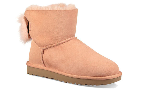 Кроссовки пушистый бант мини флисовая подкладка розовые красные Ugg, красный — фото 3