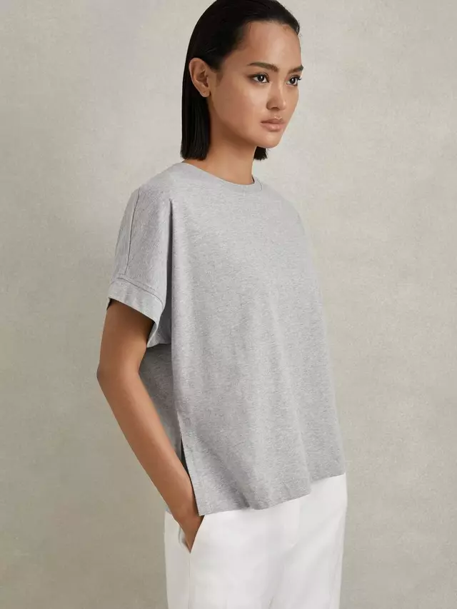 

Футболка Reiss Lois Boxy Cotton, цвет grey/marl