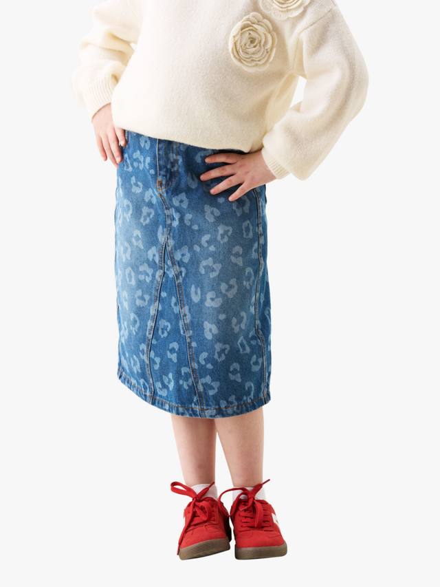 

Детская джинсовая юбка миди с леопардовым принтом Angel & Rocket, Blue