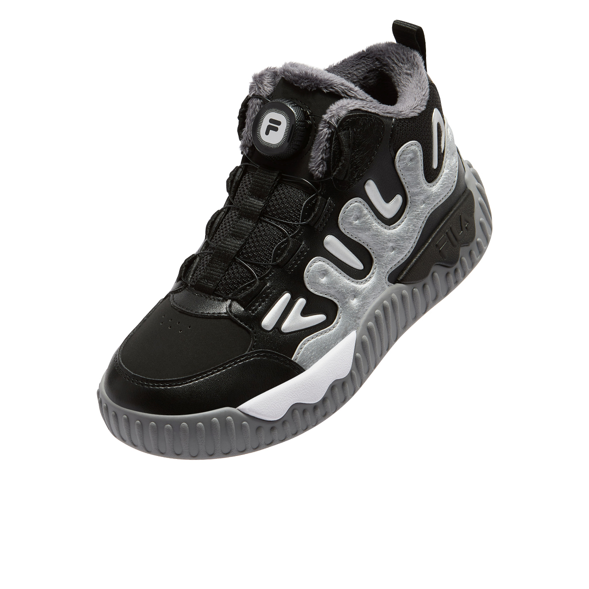 FILA KIDS Heritage FHT устойчивые к истиранию легкие амортизирующие кроссовки mid top для скейтбординга black/space silver детские — фото 4