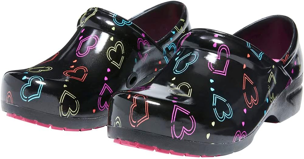 

Сабо для медсестер Anywear SR Angel - Нескользящая рабочая обувь для женщин и мужчин - Противоскользящие комфортные туфли для медсестер, Hearts on the Line