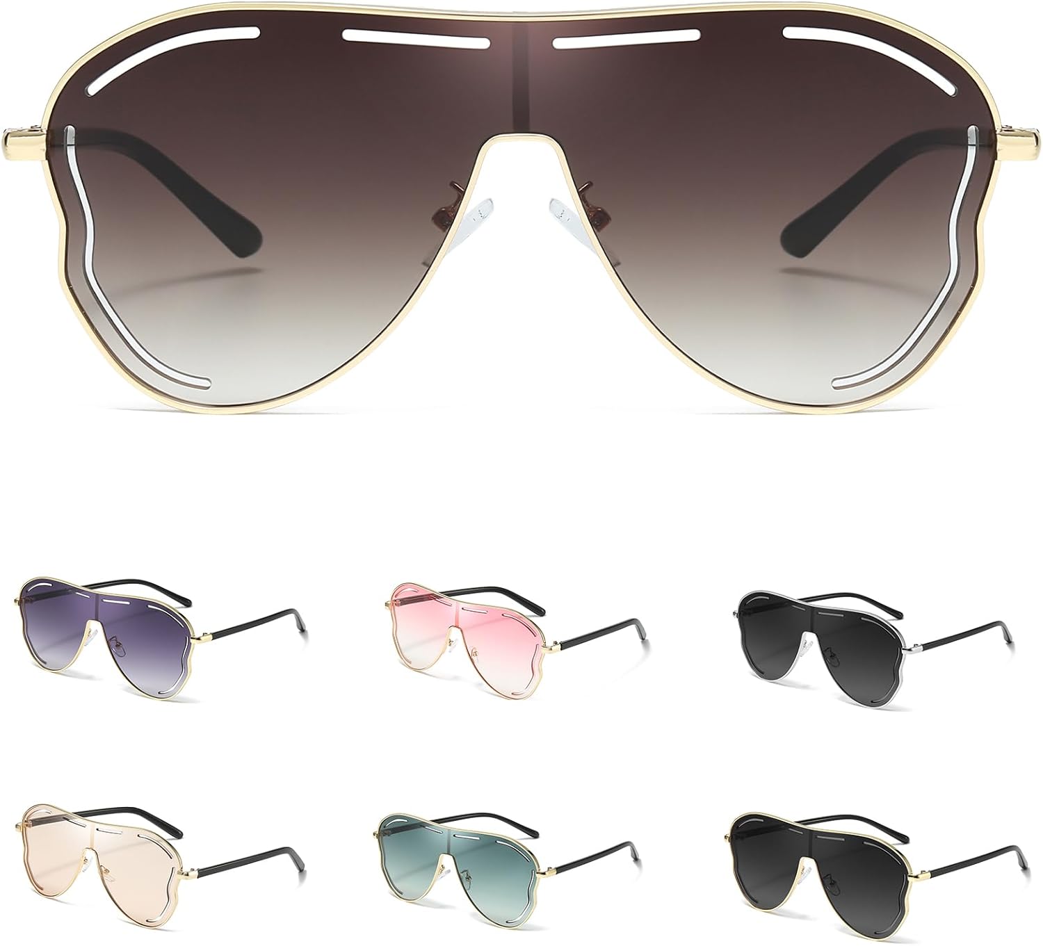 

Солнцезащитные очки-авиаторы LVIOE для женщин и мужчин, большие металлические солнцезащитные очки-авиаторы, модные солнцезащитные очки-щитки с защитой от УФ-излучения UV400, A2 Gold/Gra Brown