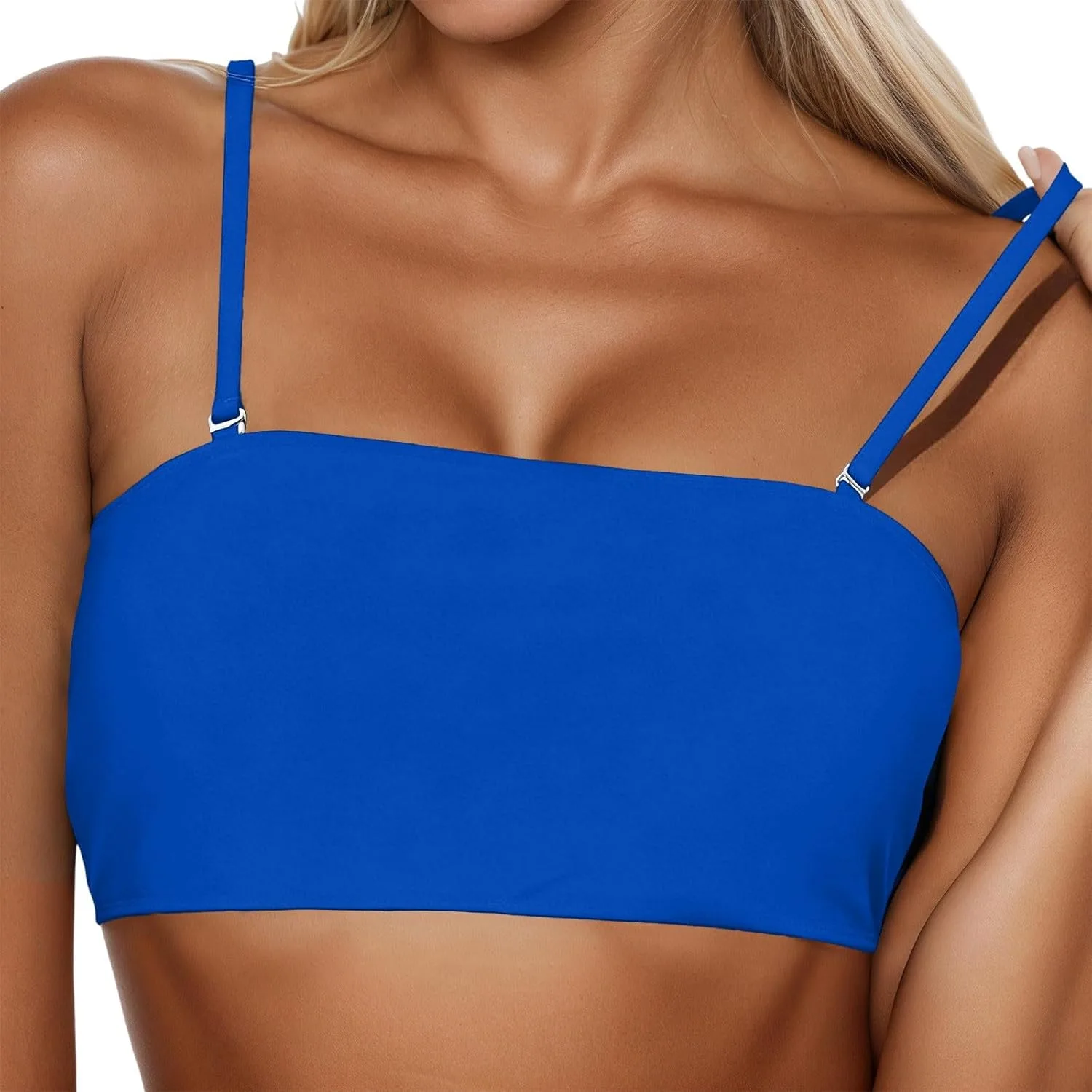 

Женский топ-бандо для купальника без бретелек, однотонный, с регулируемыми лямками