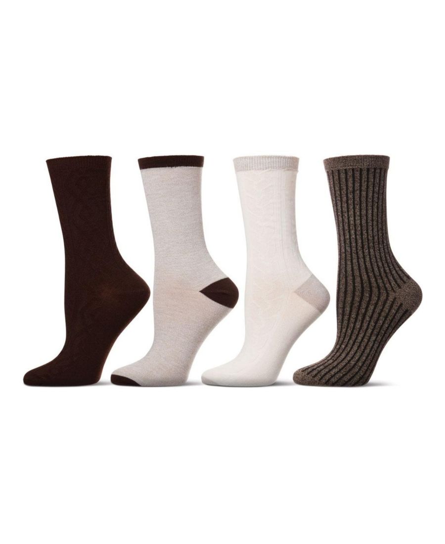 

Женские носки средней толщины, 4 пары, с текстурированной поверхностью MeMoi, Brown