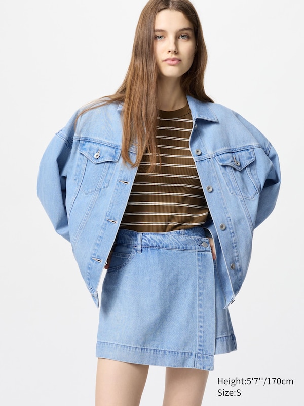 

Драпированная джинсовая юбка-шорты Uniqlo, синий