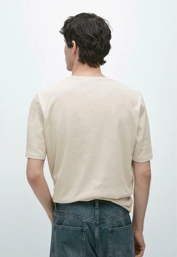 Простая футболка Massimo Dutti, Beige — фото 3