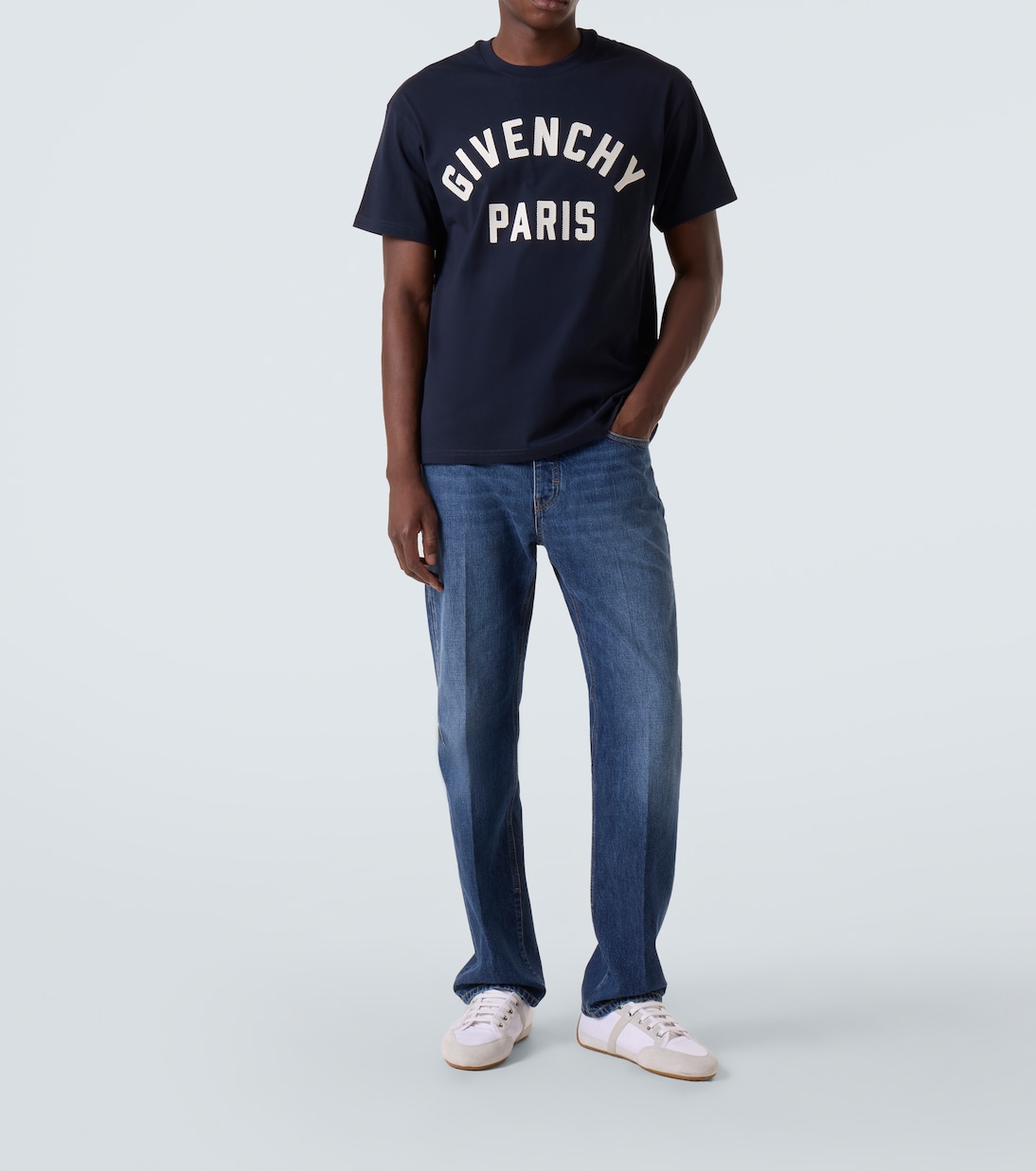 Парижская хлопковая футболка из джерси Givenchy, Navy/White — фото 2