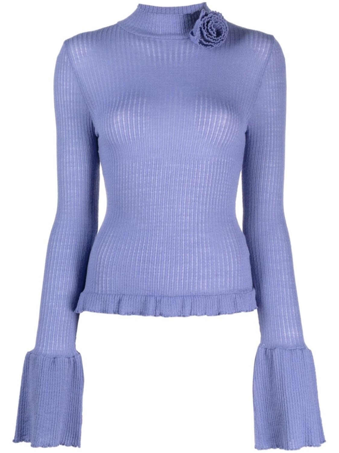 

Blumarine джемпер в рубчик с оборками, фиолетовый