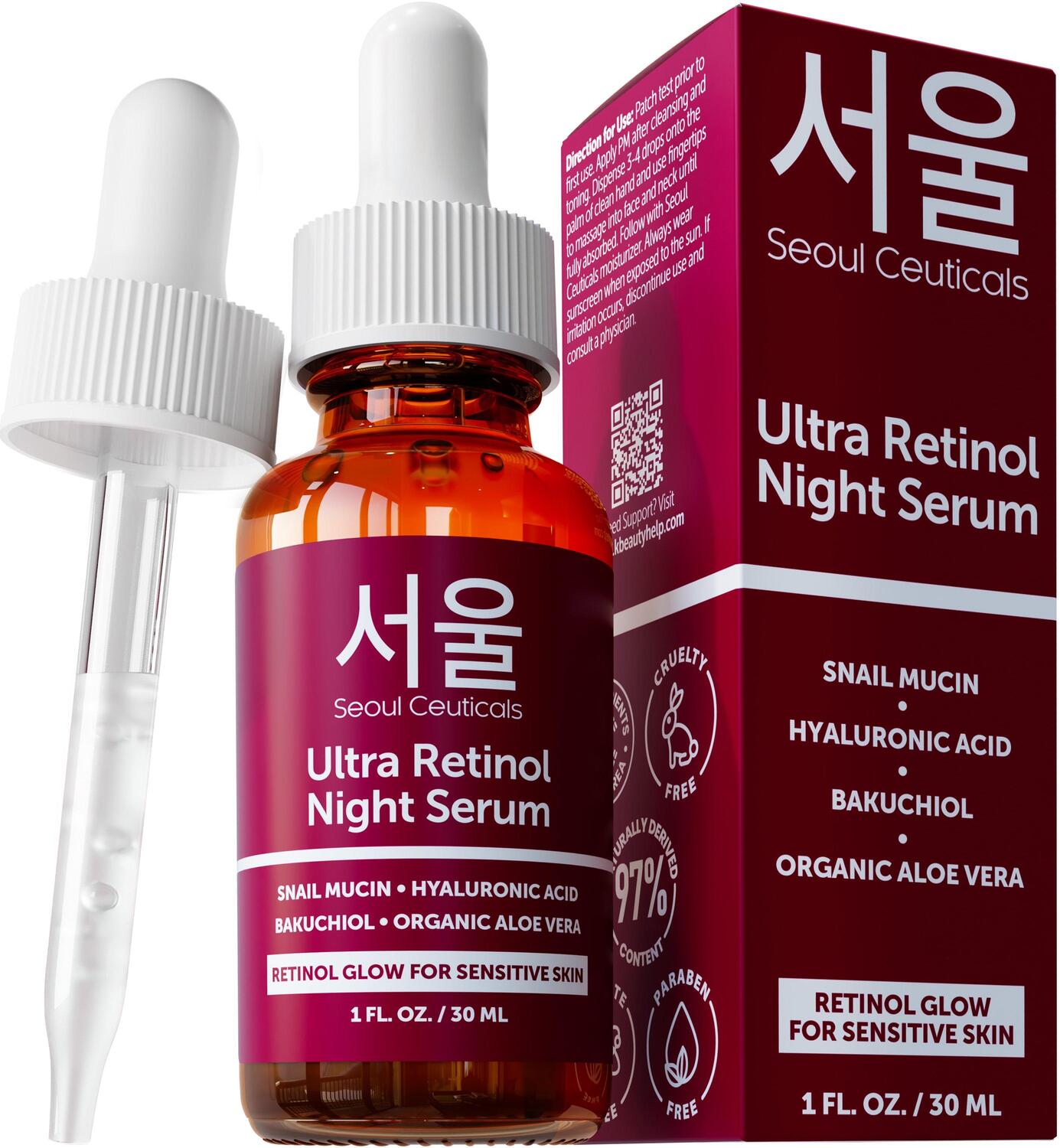 

Корейская сыворотка для ухода за кожей Ultra Retinol Night Serum Seoul Ceuticals