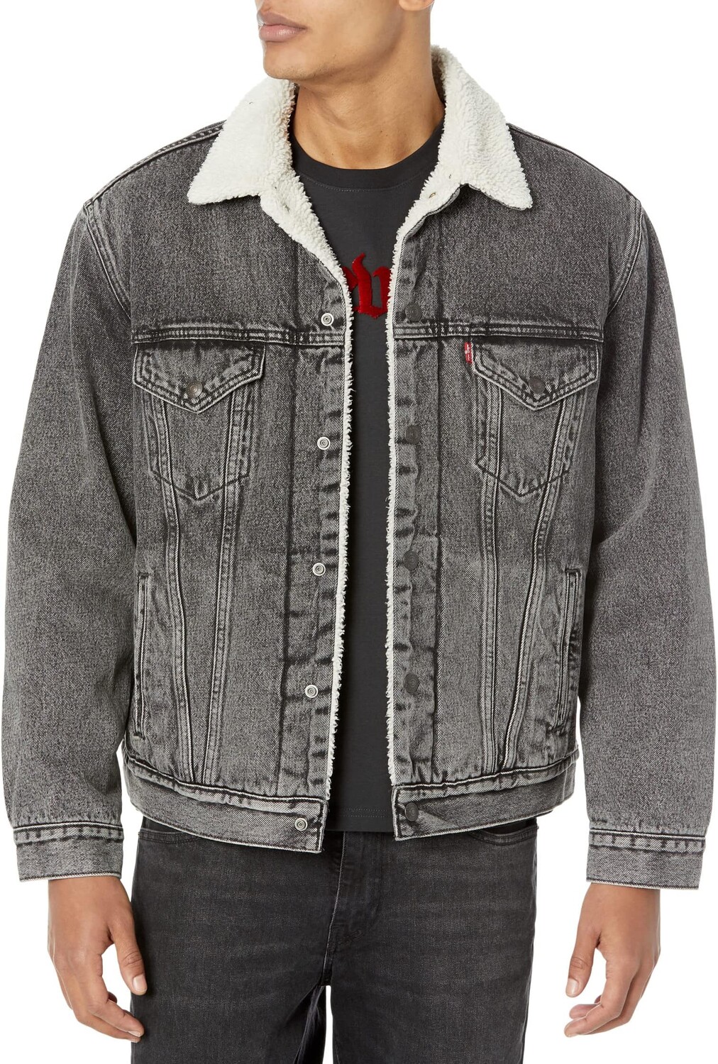 

Куртка Levi's Premium Vintage Fit Sherpa Trucker, цвет Medium Gray Stonewash