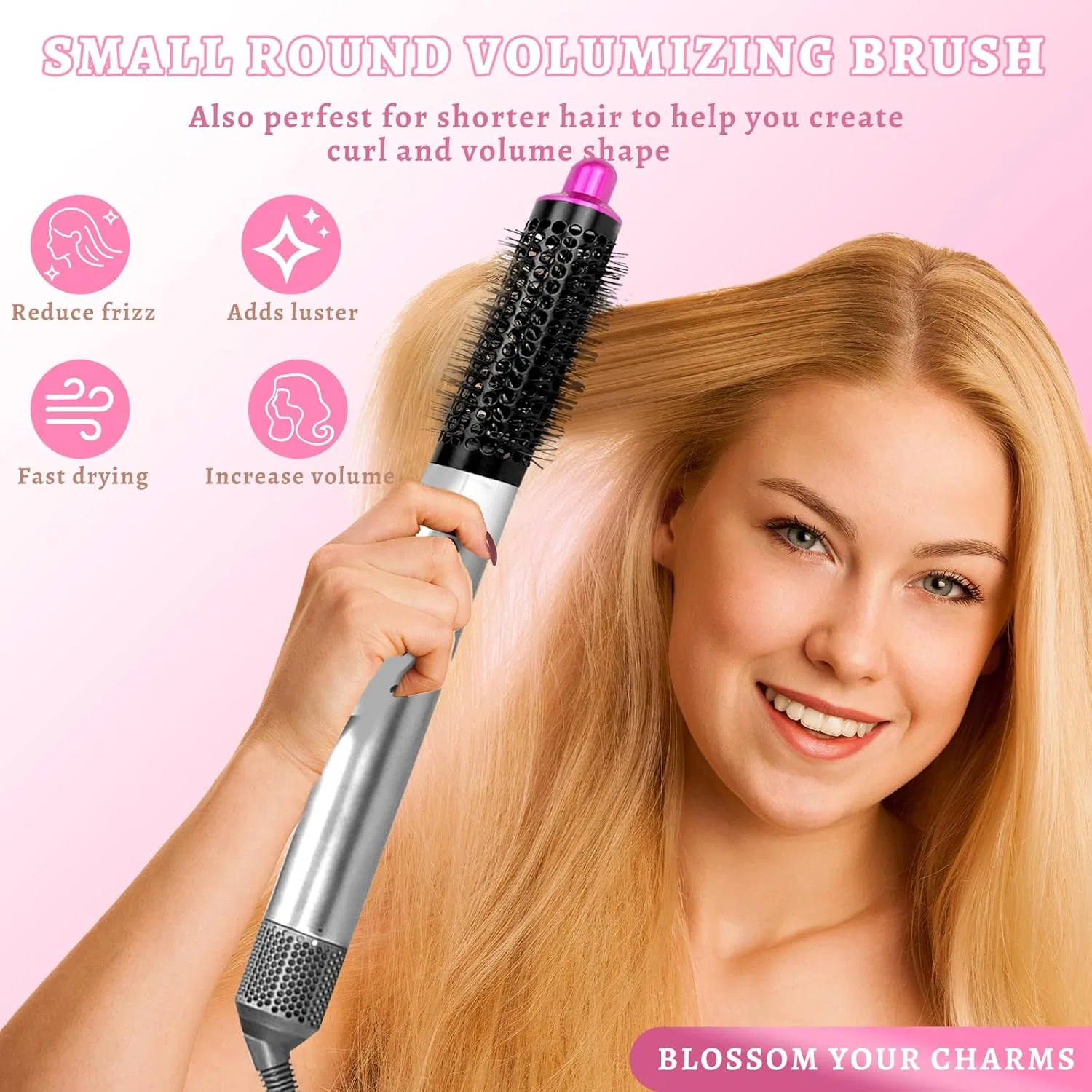 Круглая насадка-щетка для Dyson Airwrap HS01/HS05, 20 мм Kxvxxv, Rose Red — фото 4