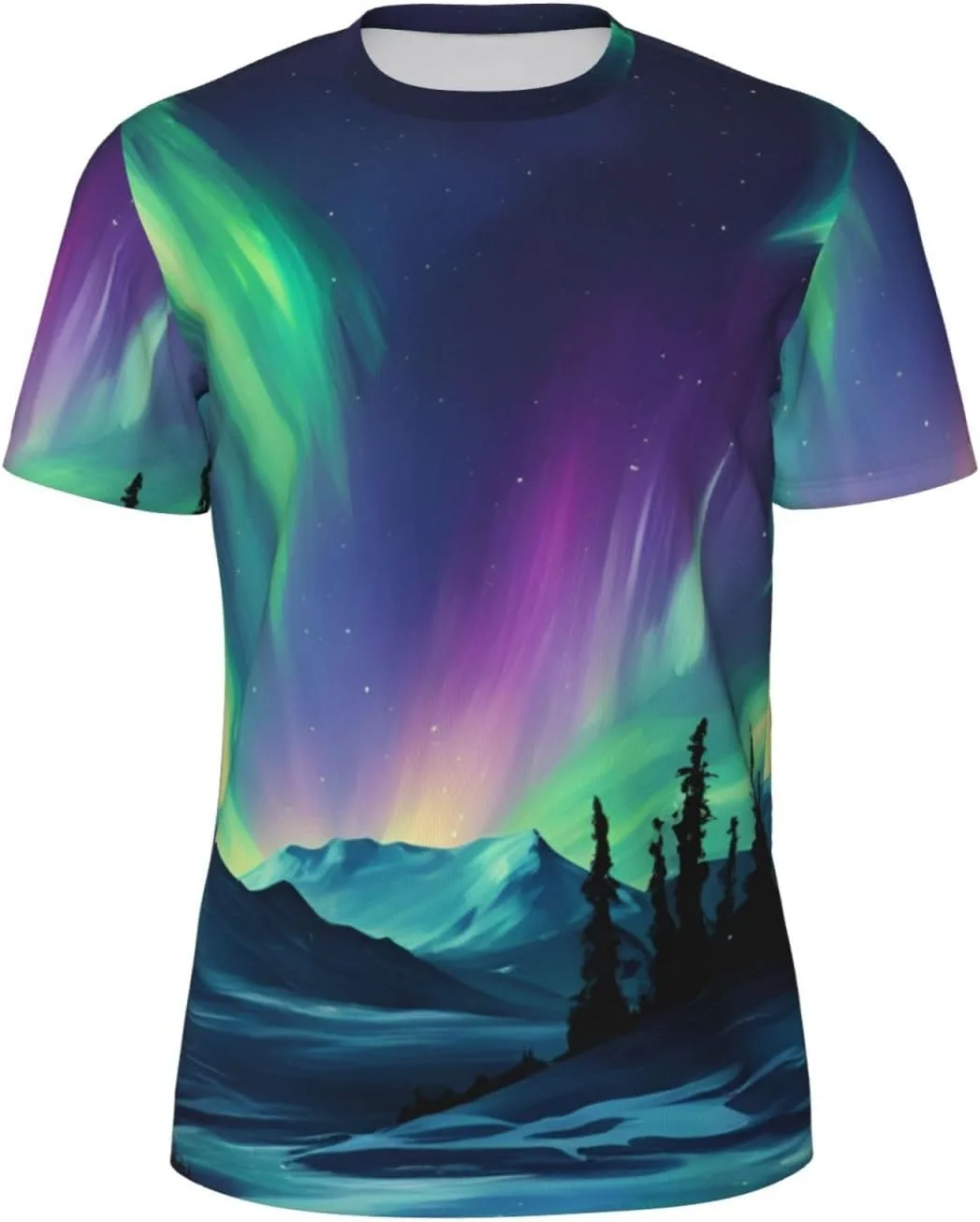 

Футболка мужская летняя с принтом Northern Lights, легкая и дышащая SDFHU