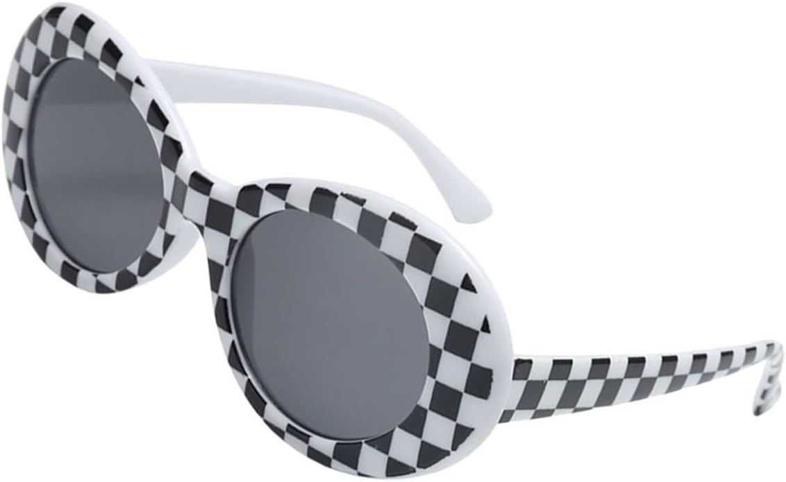 

Ретро-солнцезащитные очки овальной формы для мужчин и женщин, белая клетчатая оправа с полностью серыми линзами, винтажный хип-хоп стиль, летние аксессуары для очков Beavorty, Multi -Suitable for parties