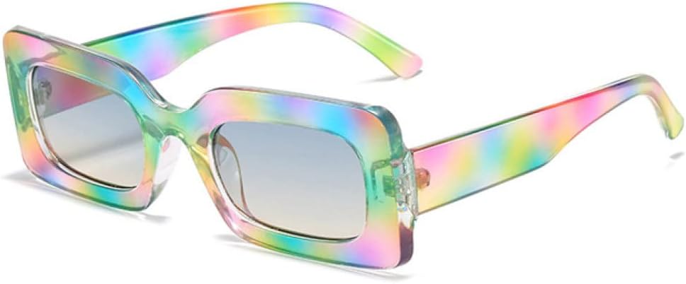 

Винтажные прямоугольные солнцезащитные очки для женщин, градиентные, UV400. Мужские квадратные солнцезащитные очки из желе, голубые, фиолетовые, цвет серый чай. One Color