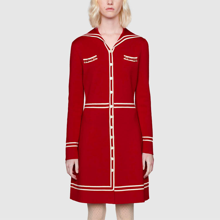Платье женское Gucci, с длинными рукавами, красный — фото 2