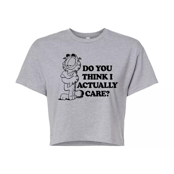 

Укороченная футболка с надписью «Ты думаешь, меня это волнует» от Juniors Garfield Licensed Character, серый
