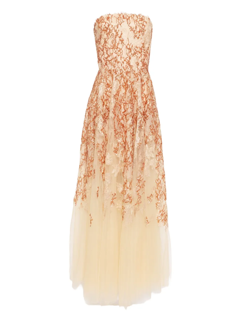 

Платье без бретелей с вышивкой Saiid Kobeisy, нейтральный