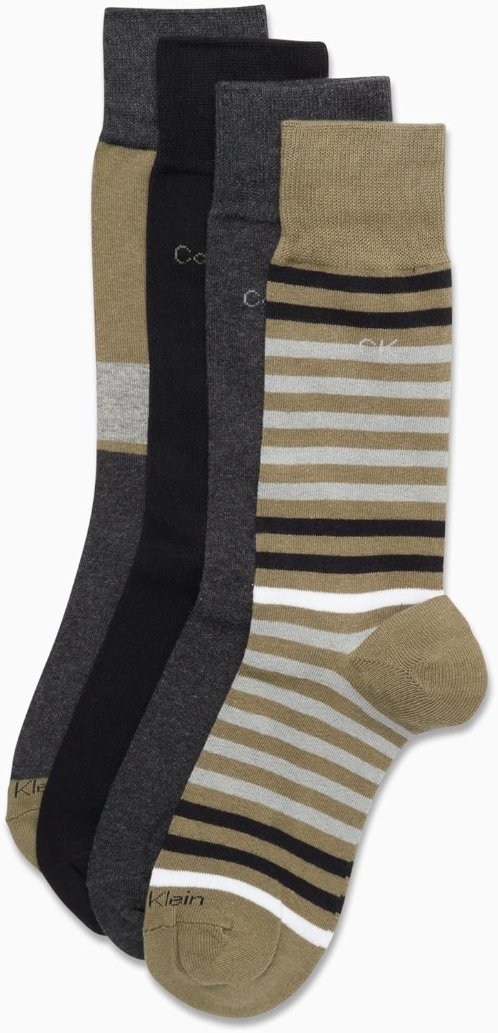 Мужские носки Calvin Klein Crew Socks - 4 пары, легкие, влагоотводящие, мягкие, спортивные носки для мужчин, для занятий спортом и бега, Kalamata — фото 4