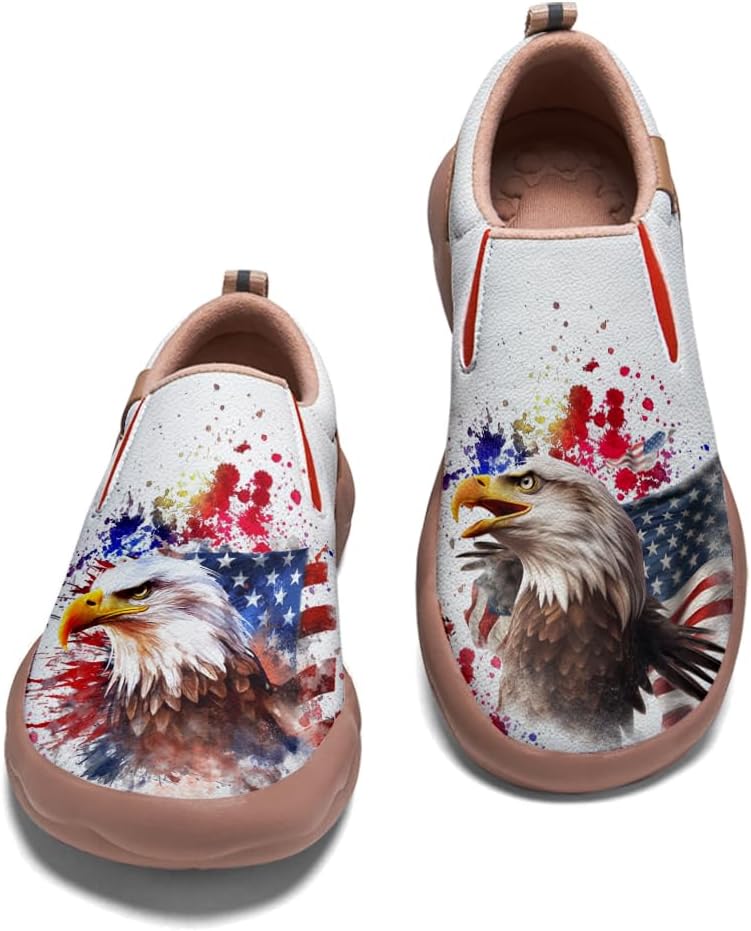 

Мужские туристические туфли слипоны лоферы с рисунком, повседневные кроссовки для ходьбы, подошва с изображением волка Onehorse, Eagle_01