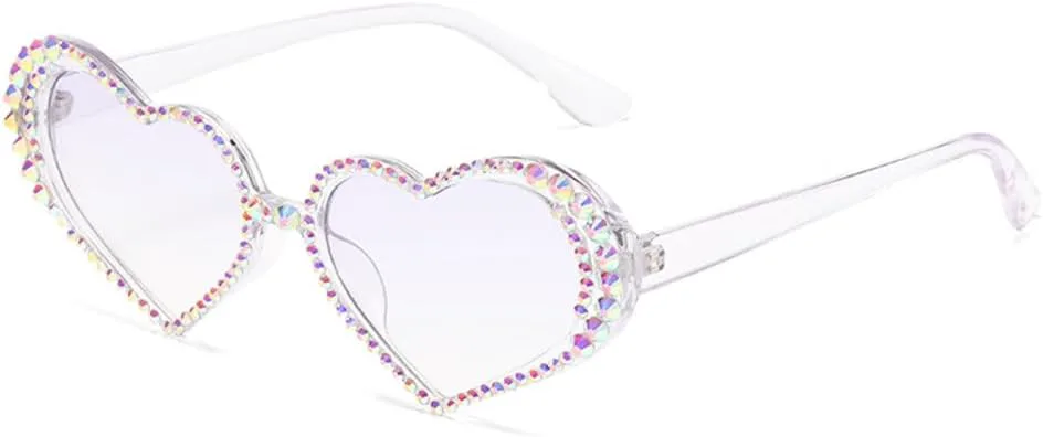 

Женские солнцезащитные очки LVTFCO с декоративными стразами, оправа в форме сердца, защита от ультрафиолета UV400, прозрачно-фиолетовые, один размер, Clear Purple