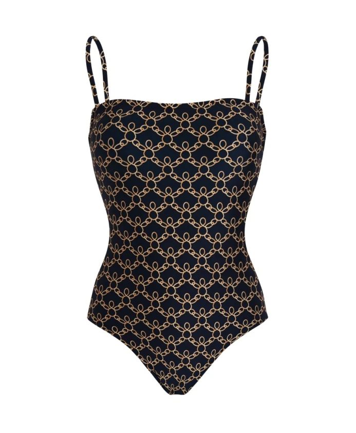 

Бюстье, цельный купальник, черепашки, цепочки Vilebrequin, синий