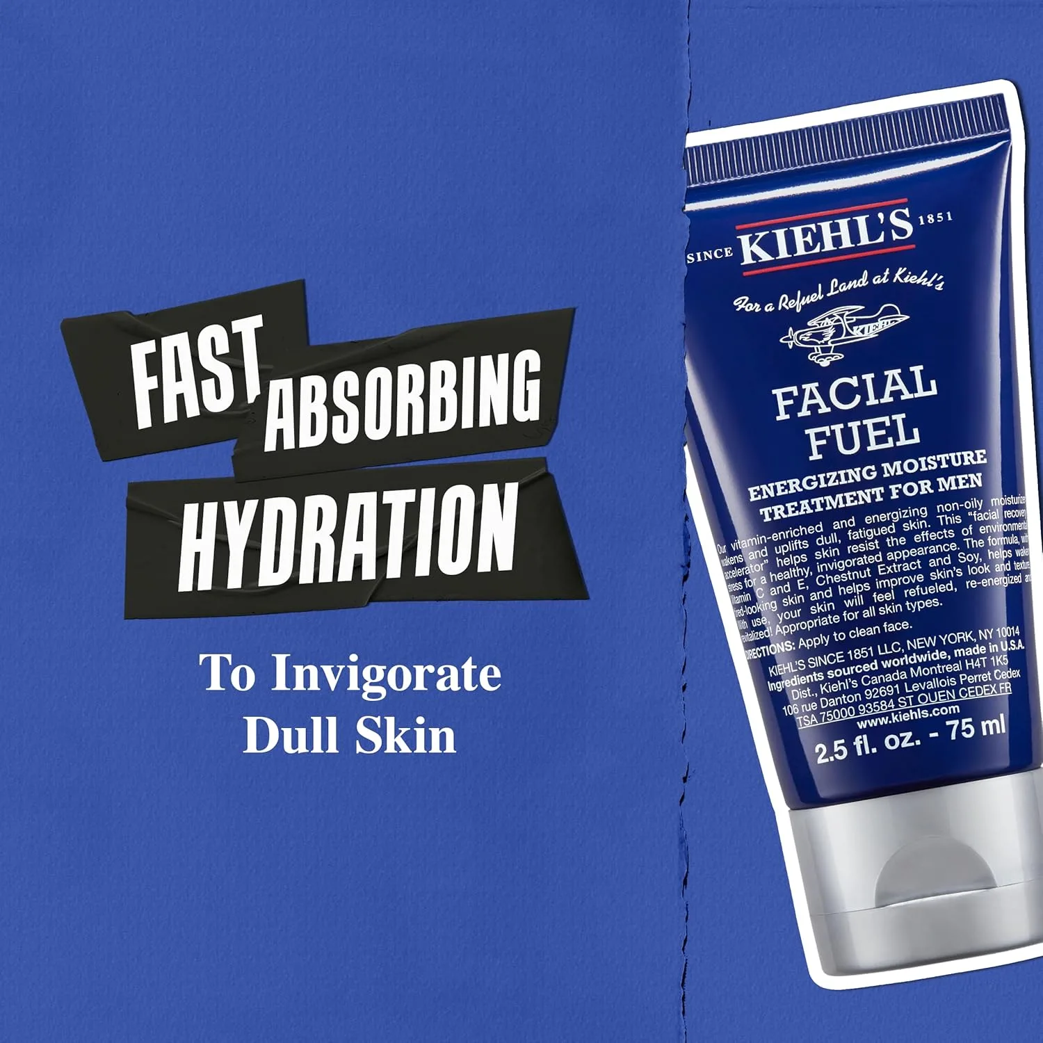 Kiehl's Facial Fuel увлажняющий крем для мужчин с витамином C и кофеином, нежирный, без парабенов и сульфатов 201 мл / 200 мл — фото 3