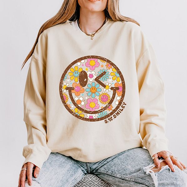 

SWSmiley groovy floral outline - женский легкий свитшот с окраской в готовом виде Simply Sage Market, Ivory