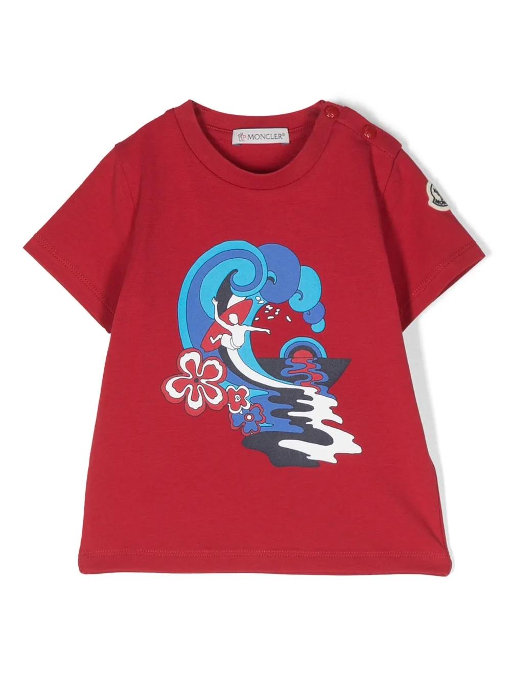 

Футболка с графичным принтом Moncler Enfant, красный