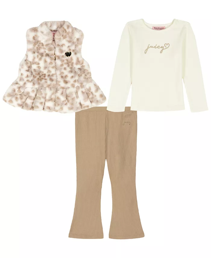 

Комплект для девочек из 3 предметов: жилет, футболка и леггинсы Juicy, мультиколор