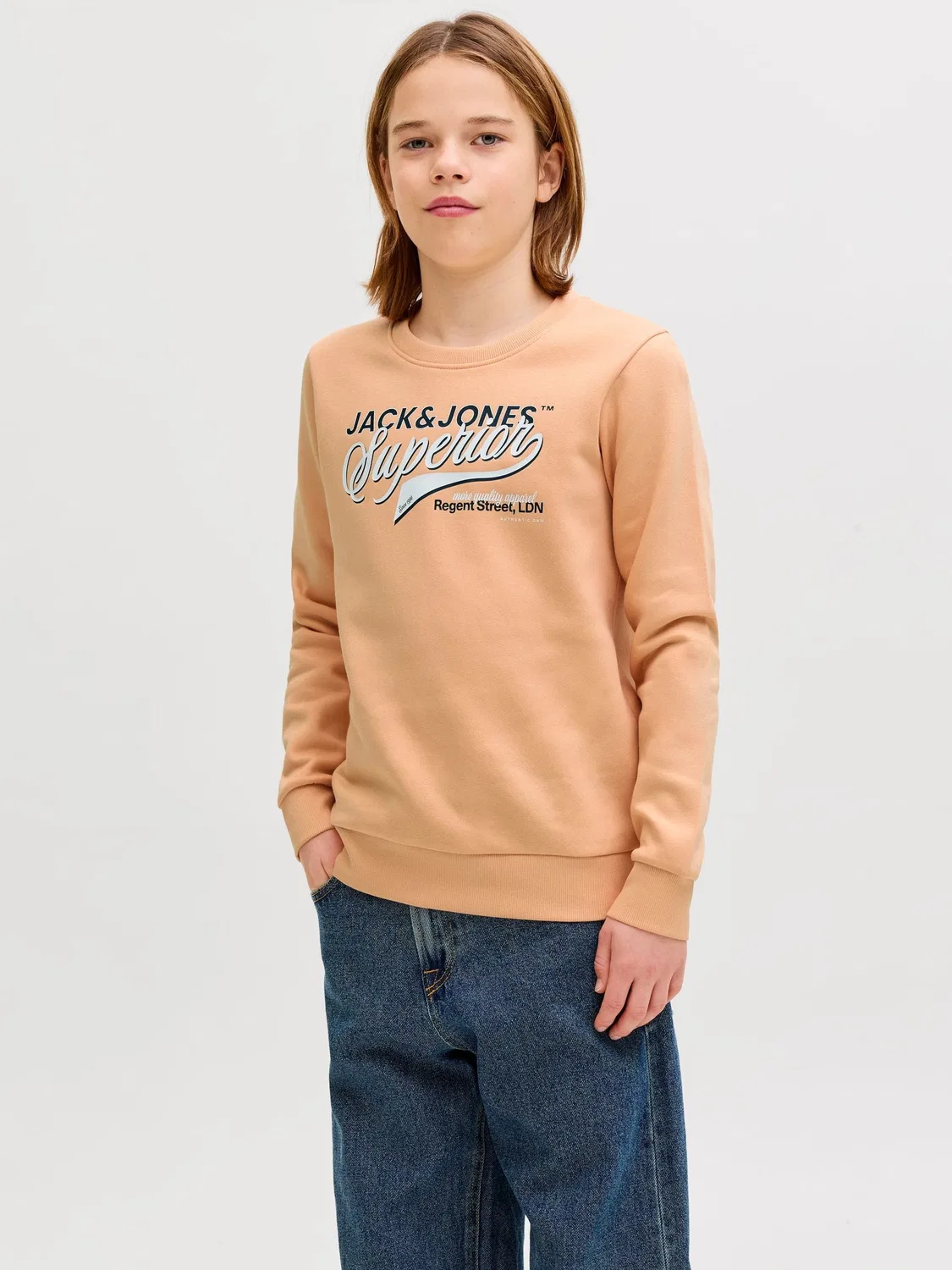 Свитшот с принтом, JACK & JONES Junior, beach sand — фото 3