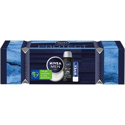 

Men Daily Trio Cracker 3 шт. Подарочный набор гель для душа крем бальзам для губ Nivea