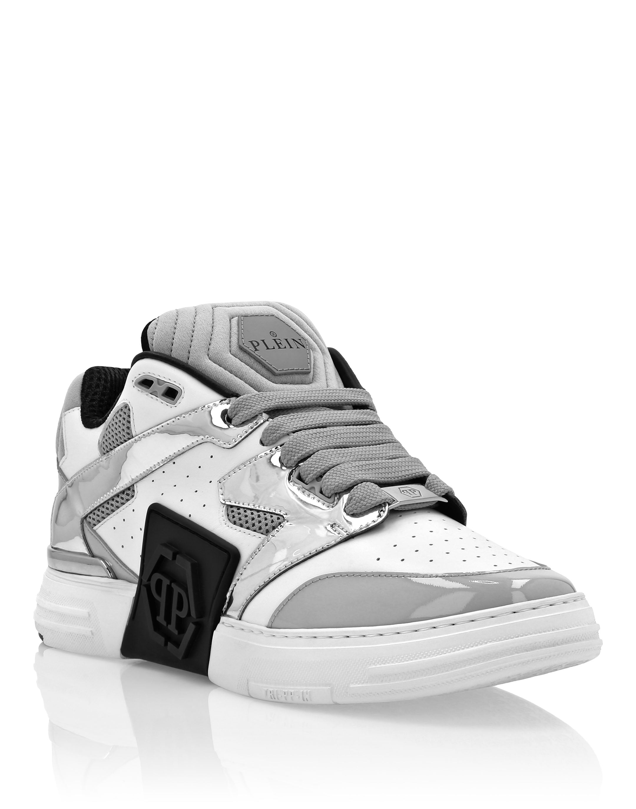 

Кроссовки из микса кожи Lo-Top PHILIPP PLEIN, белый/серебряный