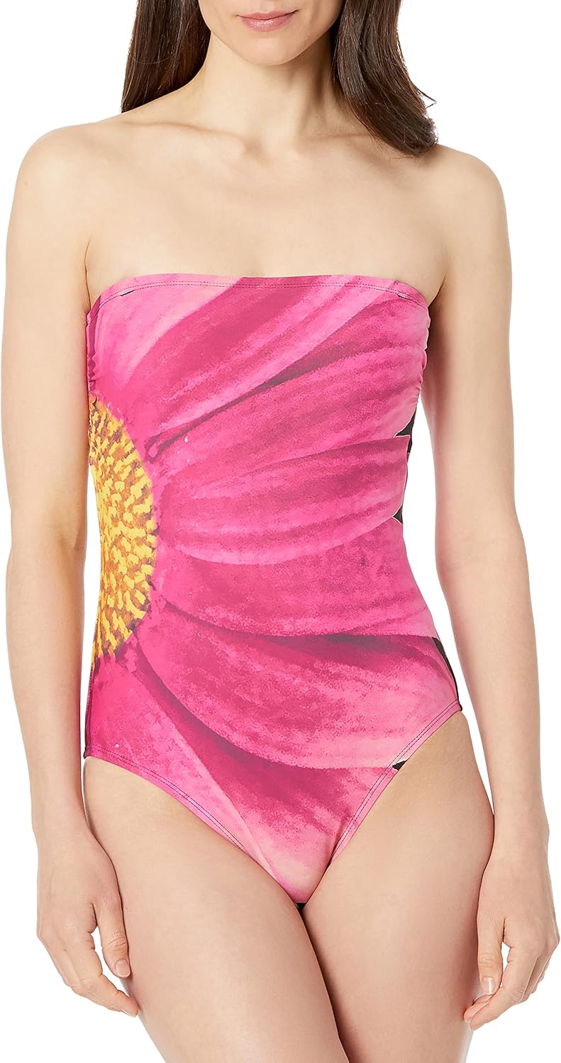Женский слитный купальник-бандо с утягивающим эффектом от Calvin Klein, Rosebud — фото 3