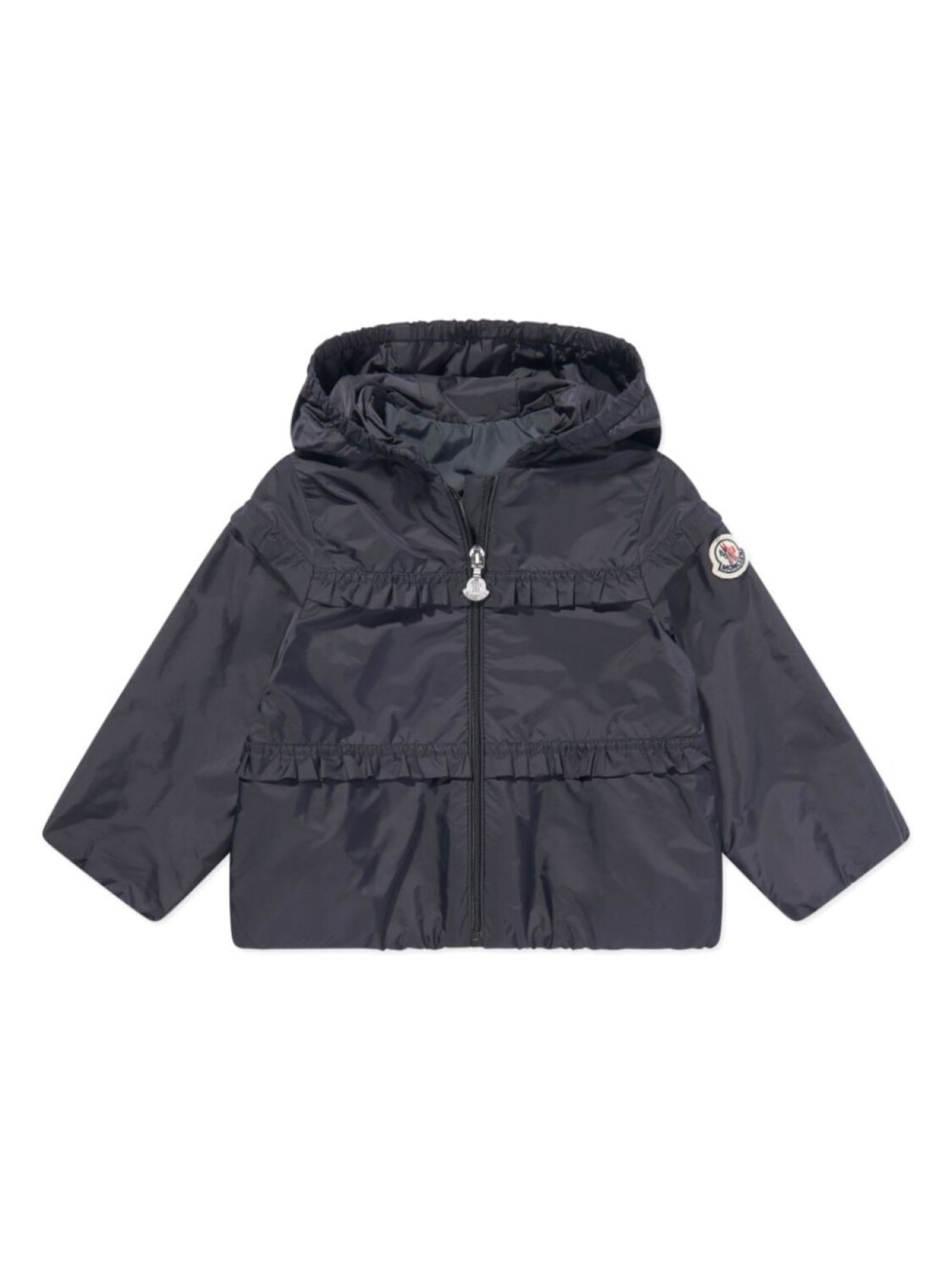 

Moncler Enfant непромокаемая куртка с капюшоном и оборками, синий
