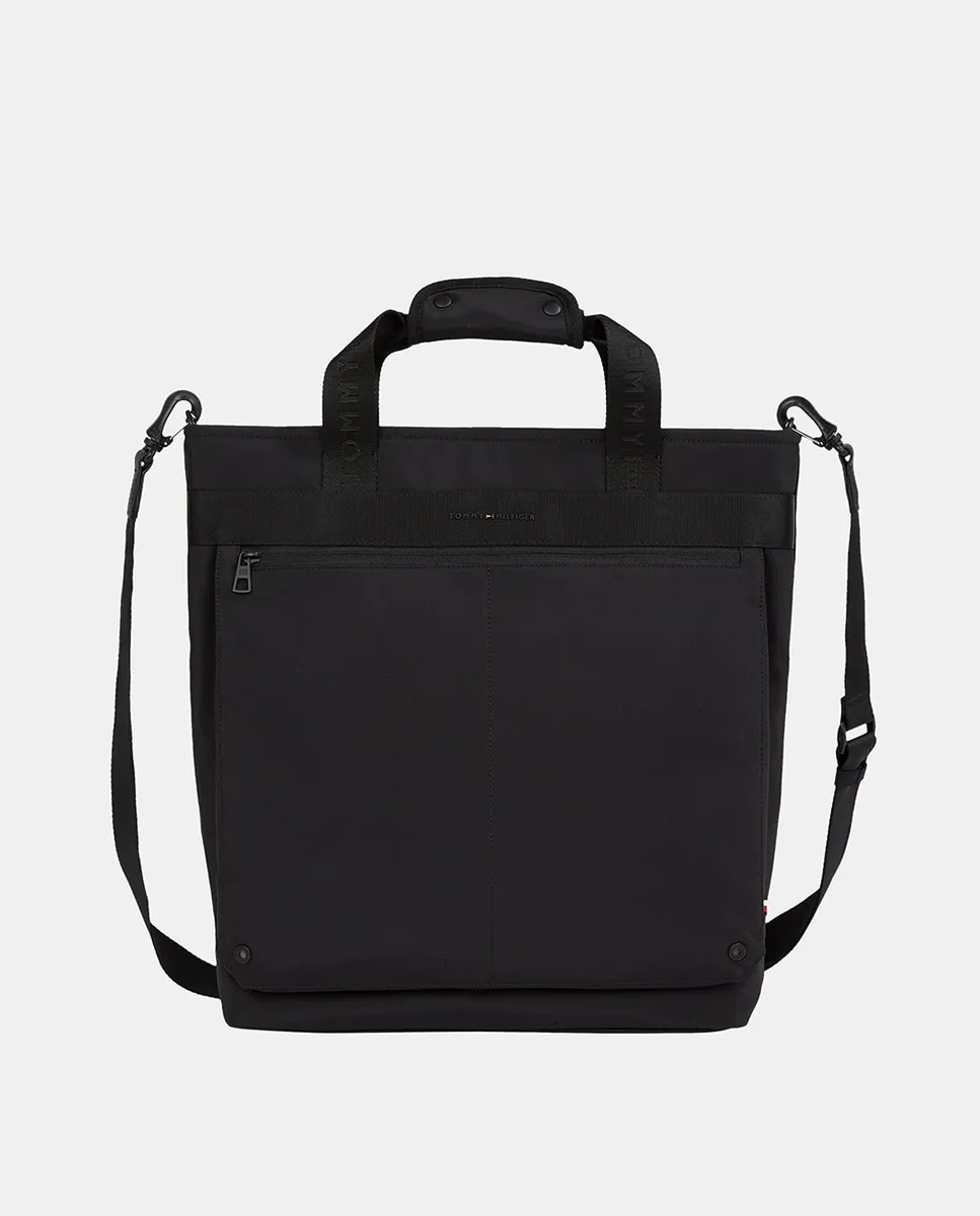 

Мужская сумка-шоппер из переработанного нейлона с логотипом на передней части Tommy Hilfiger, черный