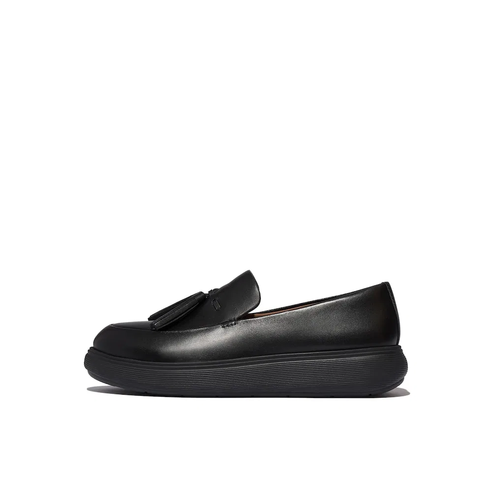 Мужские кожаные лоферы с кисточками IQ Comff полностью чёрные от Fitflop — фото 3