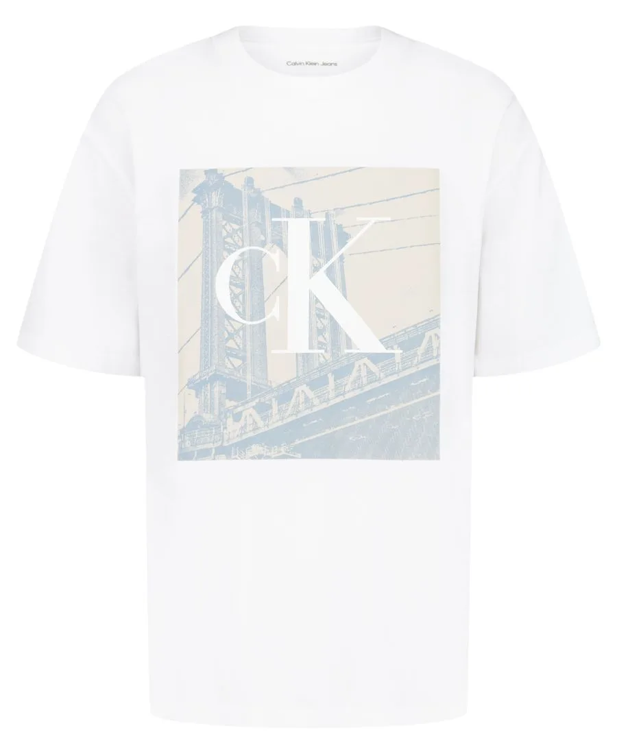 Детская футболка с круглым вырезом "Бруклинский мост" (8-20 лет) Calvin Klein, белый — фото 4