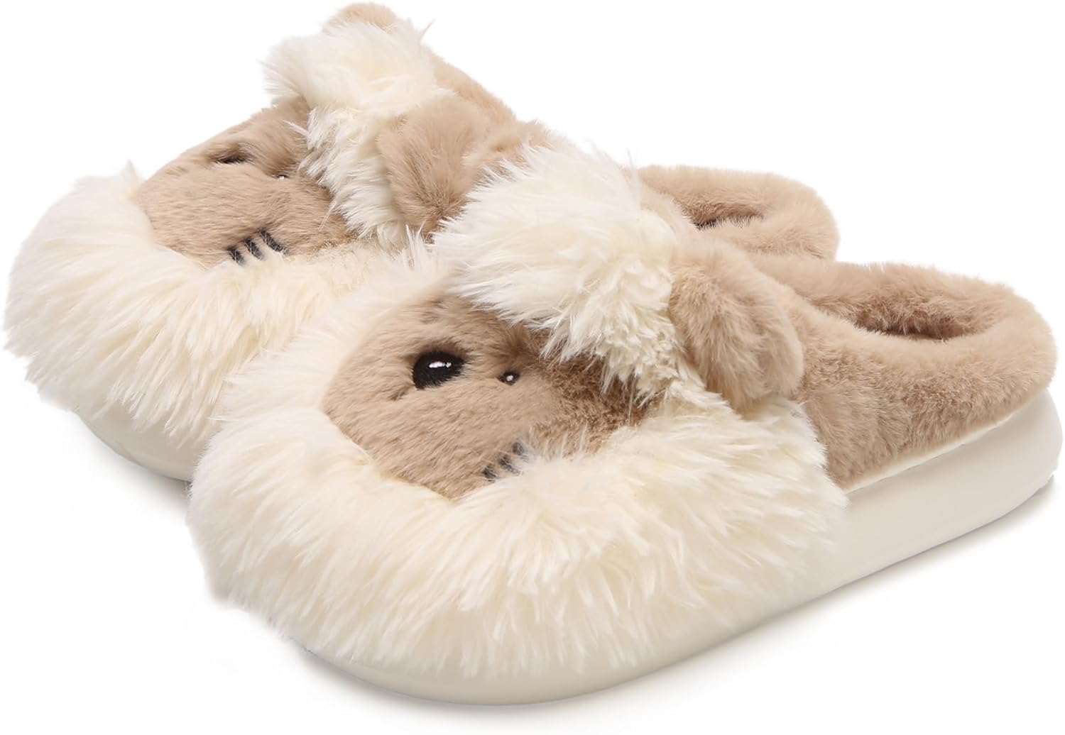 

Милые пушистые тапочки-львы для женщин и мужчин с теплой флисовой подкладкой, объемные зимние тапочки для дома и улицы Yafirgeer, желтый