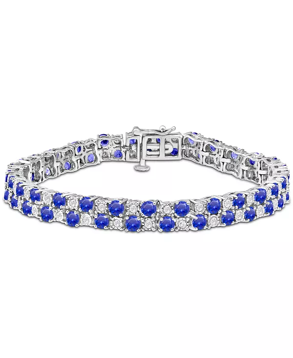 

Двойной браслет из стерлингового серебра с сапфирами (10 карат) и бриллиантами (1 карат) (также с изумрудом) Macy'S, sapphire